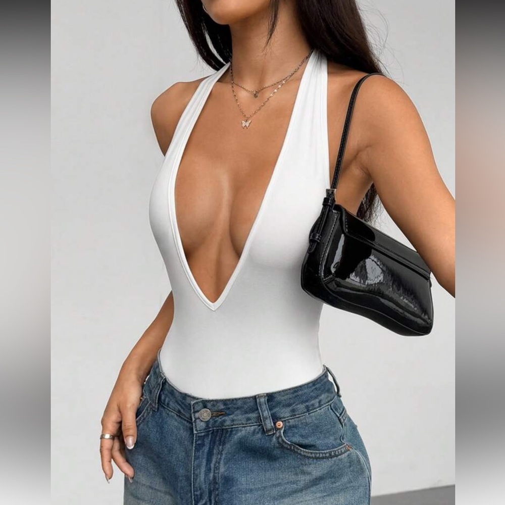 White V-Neck Bodysuit